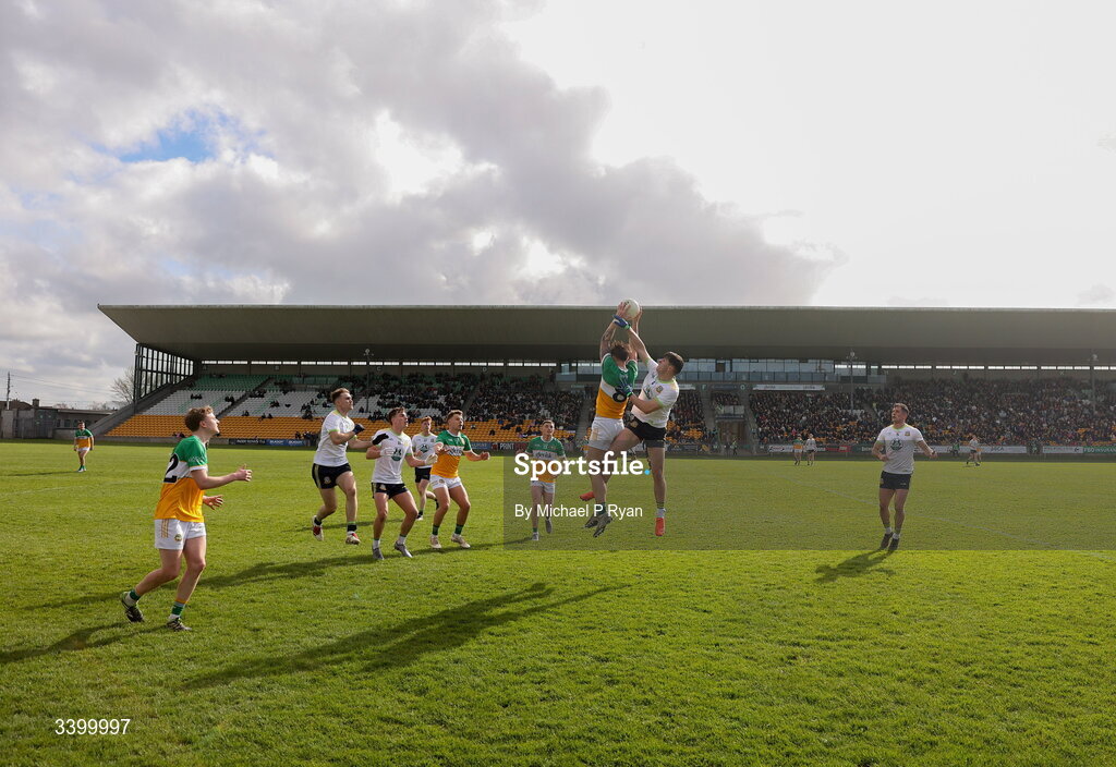 22 March 2026; A general view of action during the Allianz Football League Division 2 match between Offaly and Meath at Glenisk O'Connor Park in Tullamore, Offaly. Photo by Michael P Ryan/Sportsfile