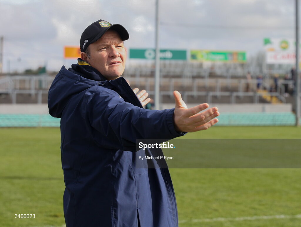 22 March 2026; Meath manager Robbie Brennan during the Allianz Football League Division 2 match between Offaly and Meath at Glenisk O'Connor Park in Tullamore, Offaly. Photo by Michael P Ryan/Sportsfile