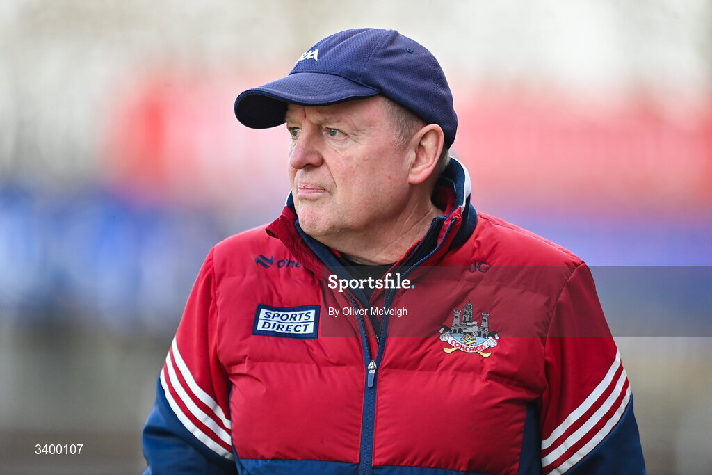 22 March 2026; Cork Manager John Cleary during the Allianz Football League Division 2 match between Tyrone and Cork at O'Neills Healy Park in Omagh, Tyrone. Photo by Oliver McVeigh/Sportsfile