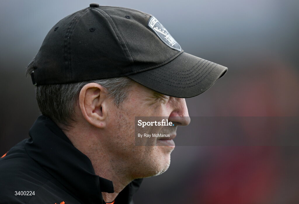 22 March 2026; Armagh manager Kieran McGeeney before the Allianz Football League Division 1 match between Armagh and Kerry at BOX-IT Athletic Grounds in Armagh. Photo by Ray McManus/Sportsfile
