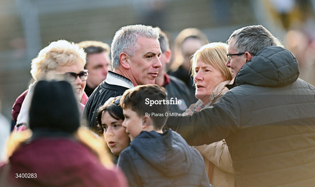 22 March 2026; Galway manager Padraic Joyce with supporters after the Allianz Football League Division 1 match between Galway and Dublin at Pearse Stadium in Galway. Photo by Piaras Ó Mídheach/Sportsfile