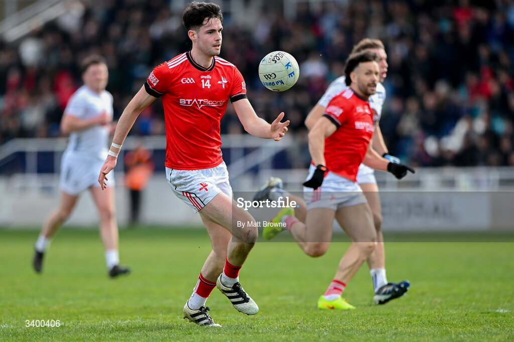 22 March 2026; Conall McCaul of Louth during the Allianz Football League Division 2 match between Kildare and Louth at Cedral St Conleth's Park in Newbridge, Kildare. Photo by Matt Browne/Sportsfile