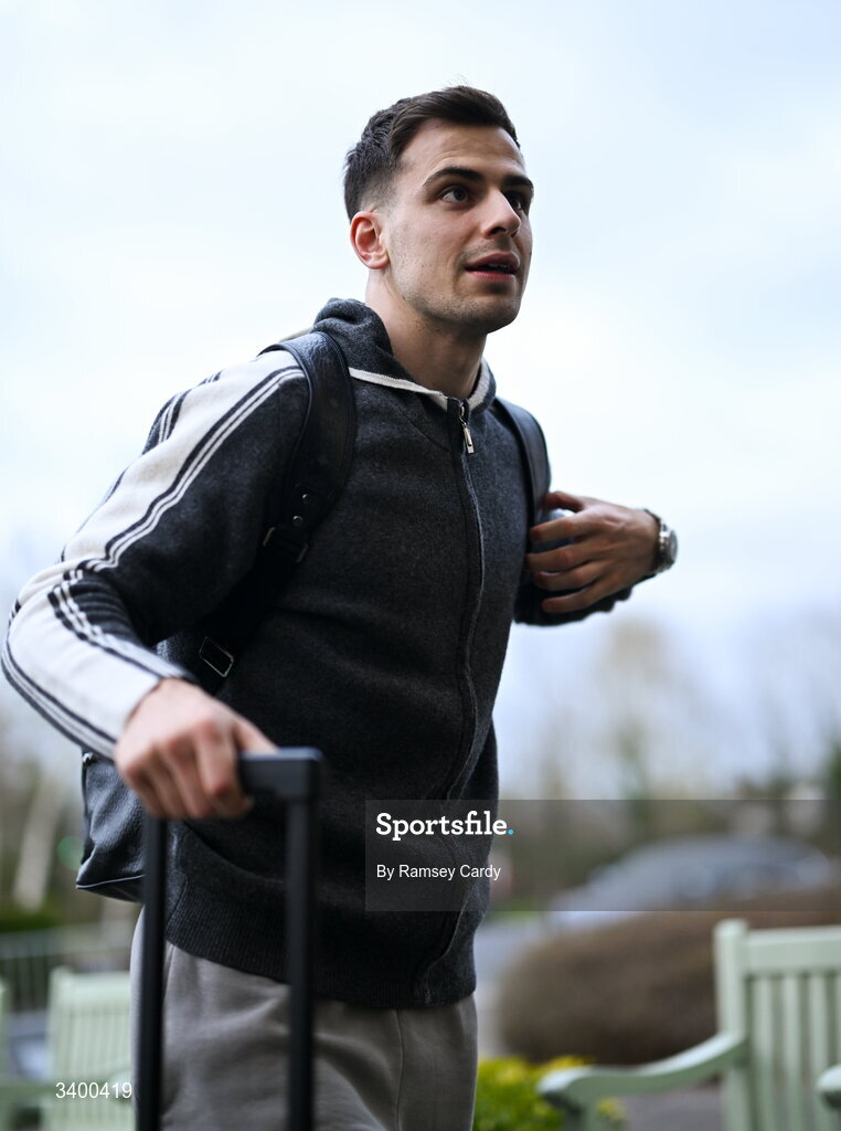 22 March 2026; Republic of Ireland's Jayson Molumby arrives at their team hotel ahead of their upcoming FIFA World Cup 2026 Playoff games. Photo by Ramsey Cardy/Sportsfile