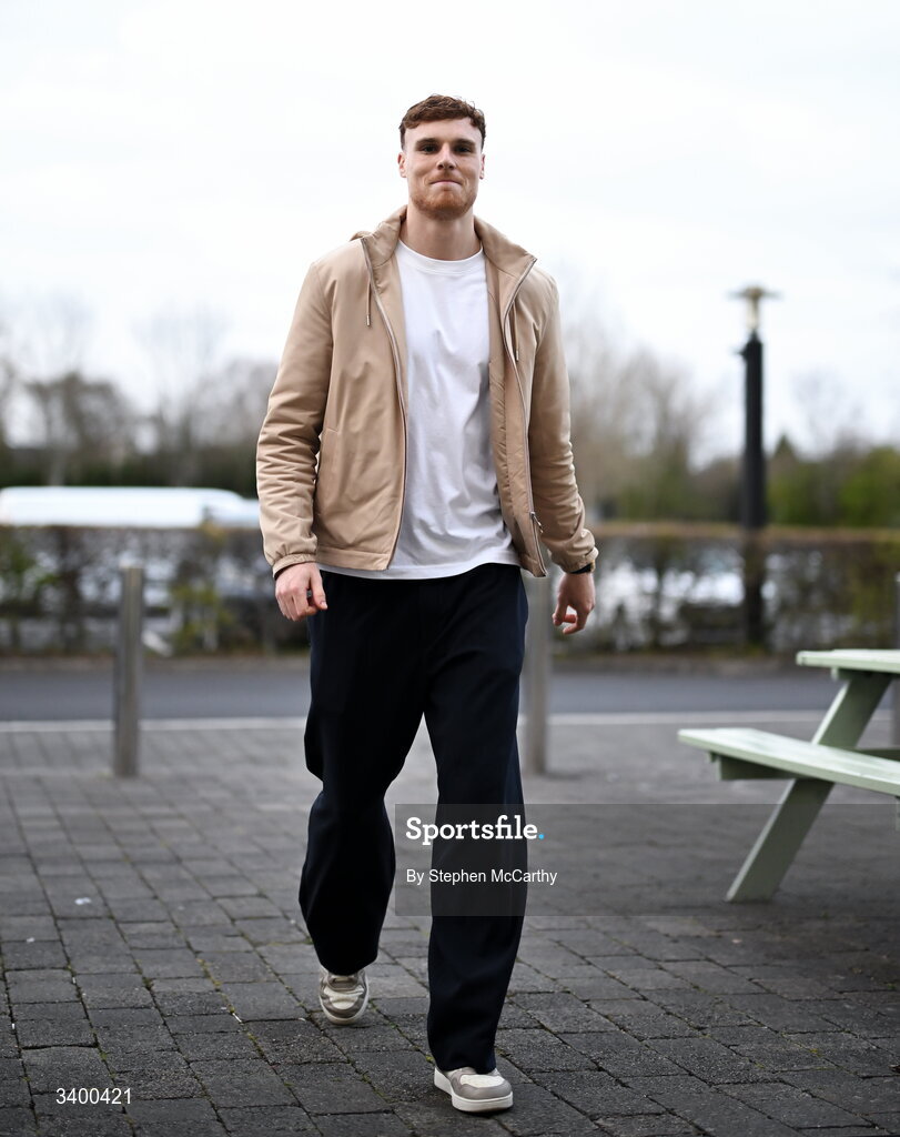 22 March 2026; Republic of Ireland's Jake O'Brien arrives at their team hotel ahead of their upcoming FIFA World Cup 2026 Playoff games. Photo by Stephen McCarthy/Sportsfile