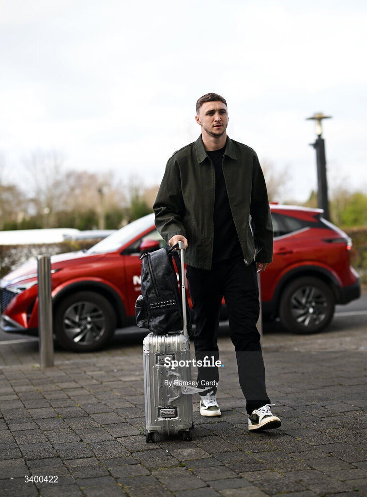 22 March 2026; Republic of Ireland's Jack Taylor arrives at their team hotel ahead of their upcoming FIFA World Cup 2026 Playoff games. Photo by Ramsey Cardy/Sportsfile