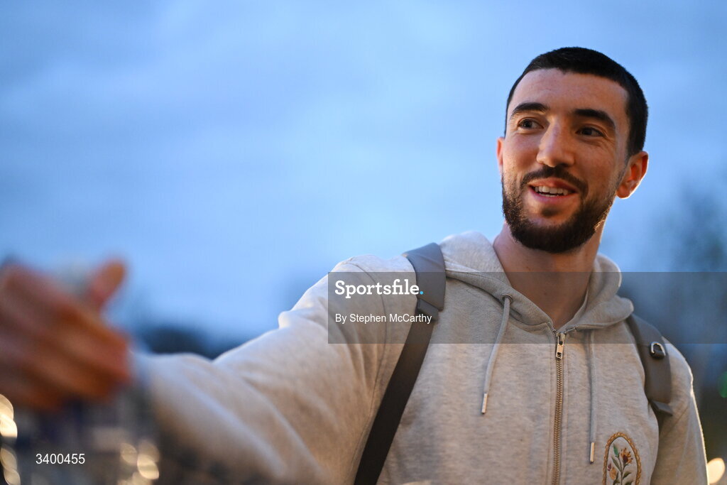 22 March 2026; Republic of Ireland's Finn Azaz arrives at their team hotel ahead of their upcoming FIFA World Cup 2026 Playoff games. Photo by Stephen McCarthy/Sportsfile
