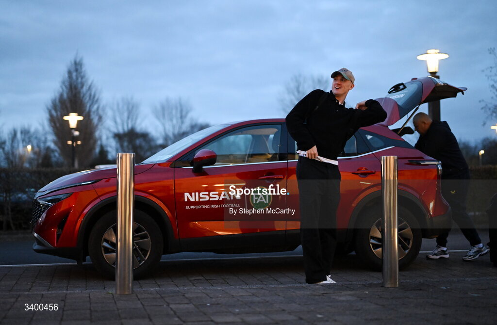 22 March 2026; Republic of Ireland's Jimmy Dunne arrives at their team hotel ahead of their upcoming FIFA World Cup 2026 Playoff games. Photo by Stephen McCarthy/Sportsfile