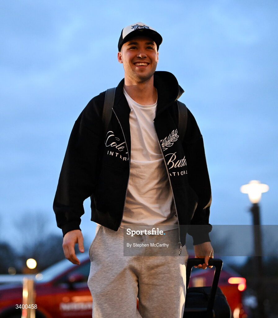22 March 2026; Republic of Ireland's Harvey Vale arrives at their team hotel ahead of their upcoming FIFA World Cup 2026 Playoff games. Photo by Stephen McCarthy/Sportsfile