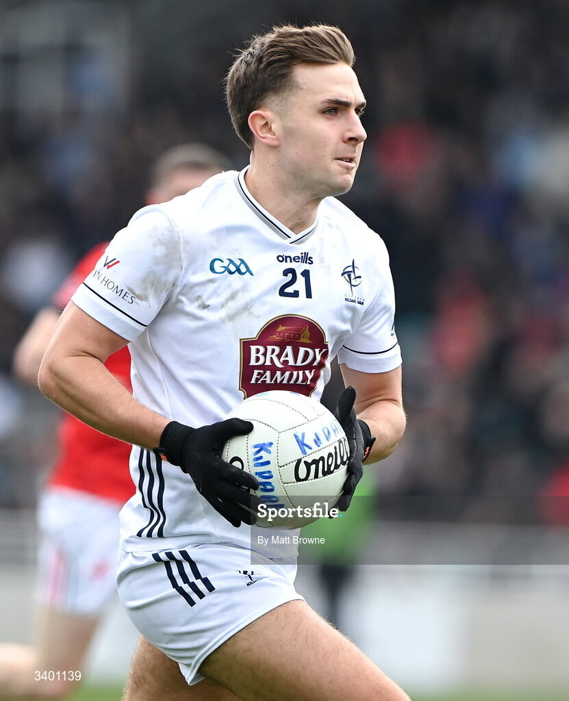 22 March 2026; Tommy Gill of Kildare during the Allianz Football League Division 2 match between Kildare and Louth at Cedral St Conleth's Park in Newbridge, Kildare. Photo by Matt Browne/Sportsfile