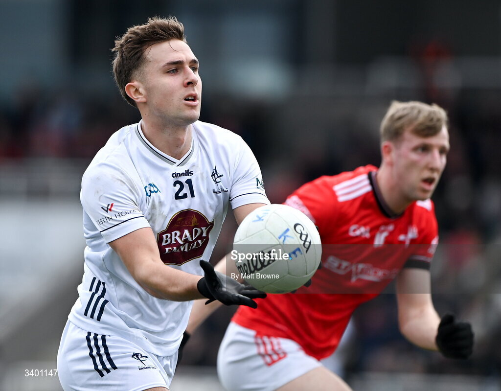 22 March 2026; Tommy Gill of Kildare during the Allianz Football League Division 2 match between Kildare and Louth at Cedral St Conleth's Park in Newbridge, Kildare. Photo by Matt Browne/Sportsfile