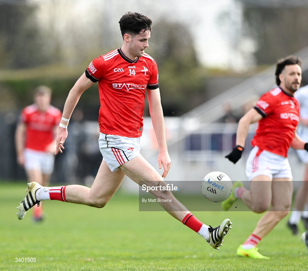 22 March 2026; Conall McCaul of Louth  during the Allianz Football League Division 2 match between Kildare and Louth at Cedral St Conleth's Park in Newbridge, Kildare. Photo by Matt Browne/Sportsfile