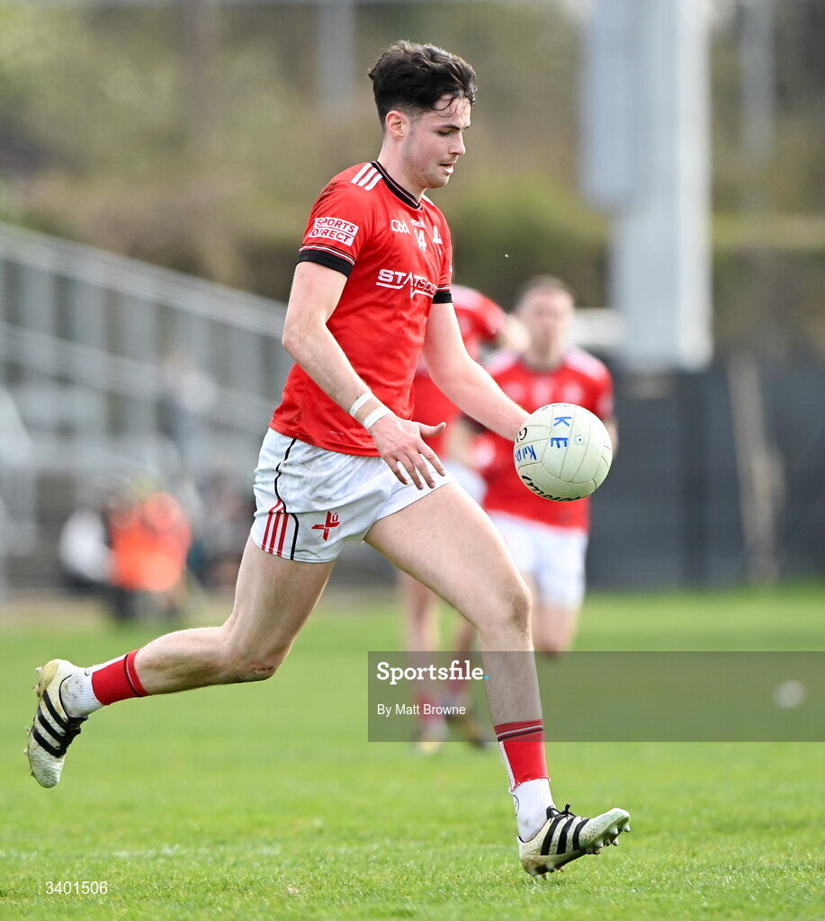 22 March 2026; Conall McCaul of Louth  during the Allianz Football League Division 2 match between Kildare and Louth at Cedral St Conleth's Park in Newbridge, Kildare. Photo by Matt Browne/Sportsfile