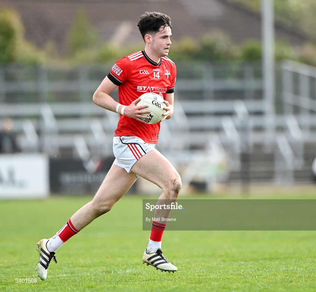 22 March 2026; Conall McCaul of Louth  during the Allianz Football League Division 2 match between Kildare and Louth at Cedral St Conleth's Park in Newbridge, Kildare. Photo by Matt Browne/Sportsfile