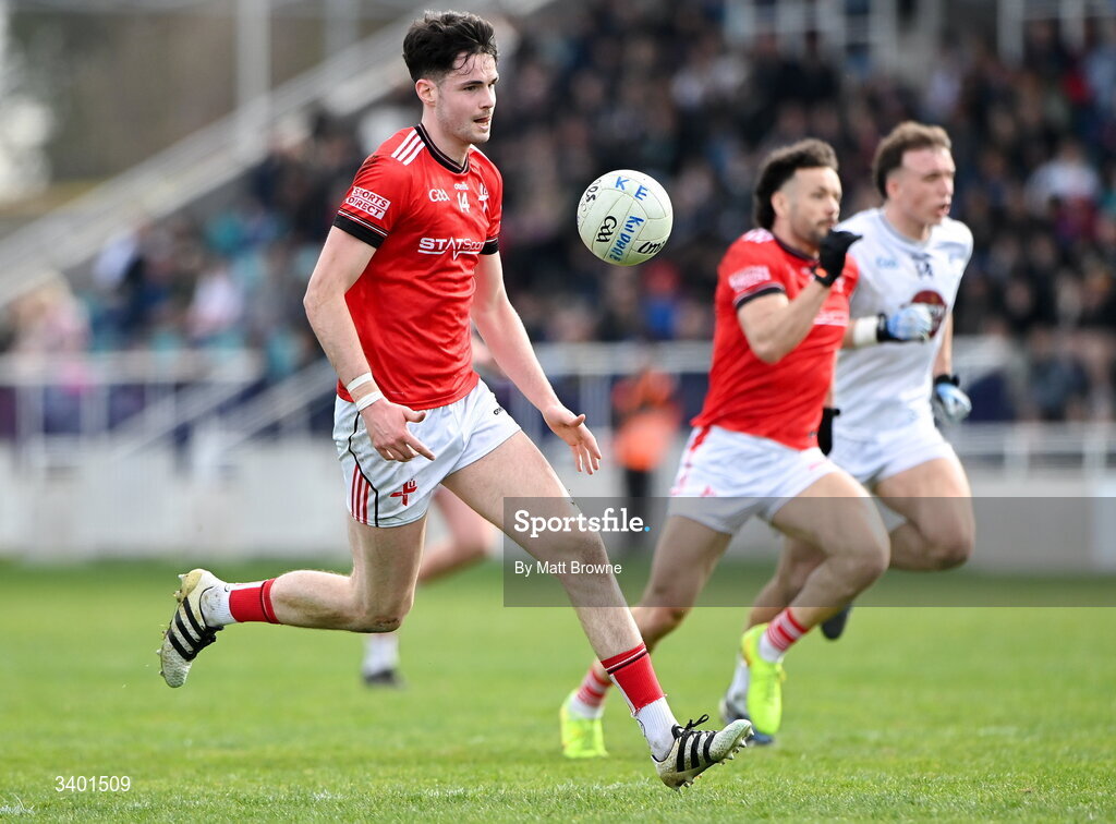 22 March 2026; Conall McCaul of Louth  during the Allianz Football League Division 2 match between Kildare and Louth at Cedral St Conleth's Park in Newbridge, Kildare. Photo by Matt Browne/Sportsfile