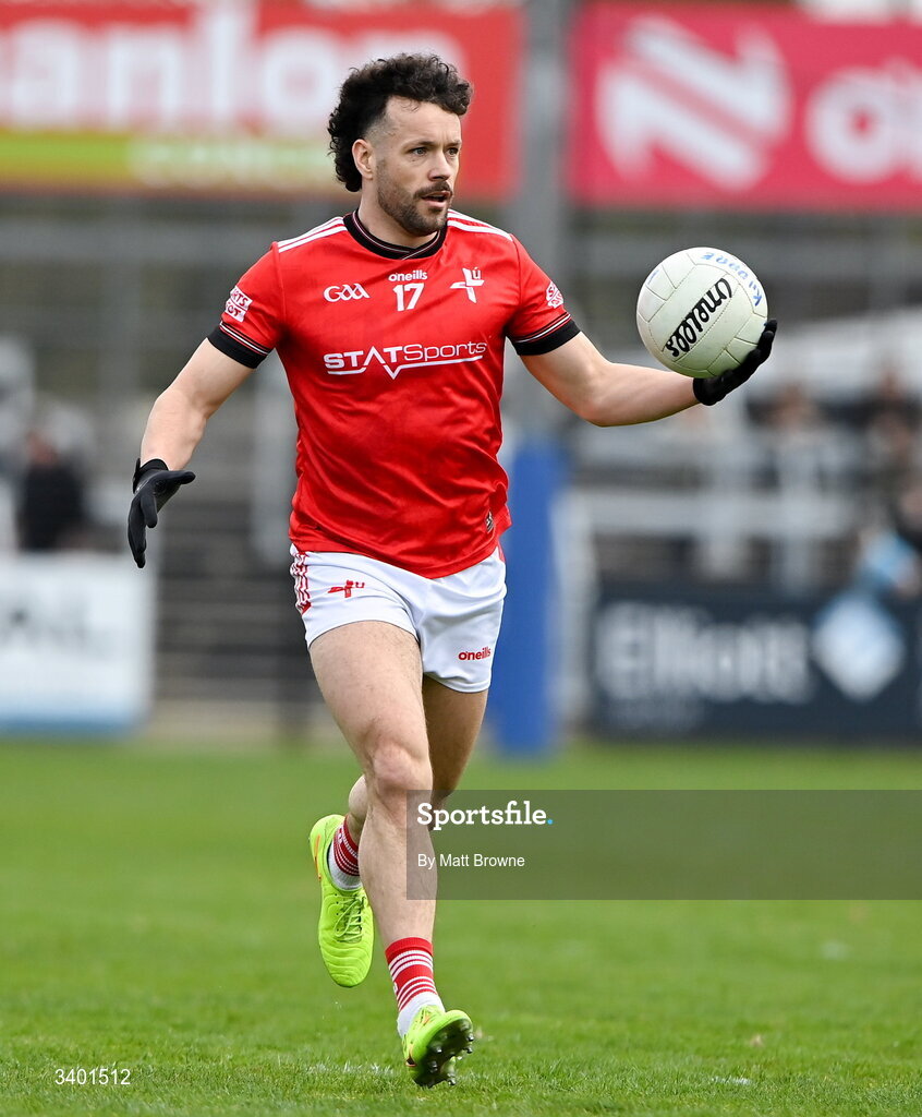 22 March 2026; Conor Branigan of Louth during the Allianz Football League Division 2 match between Kildare and Louth at Cedral St Conleth's Park in Newbridge, Kildare. Photo by Matt Browne/Sportsfile