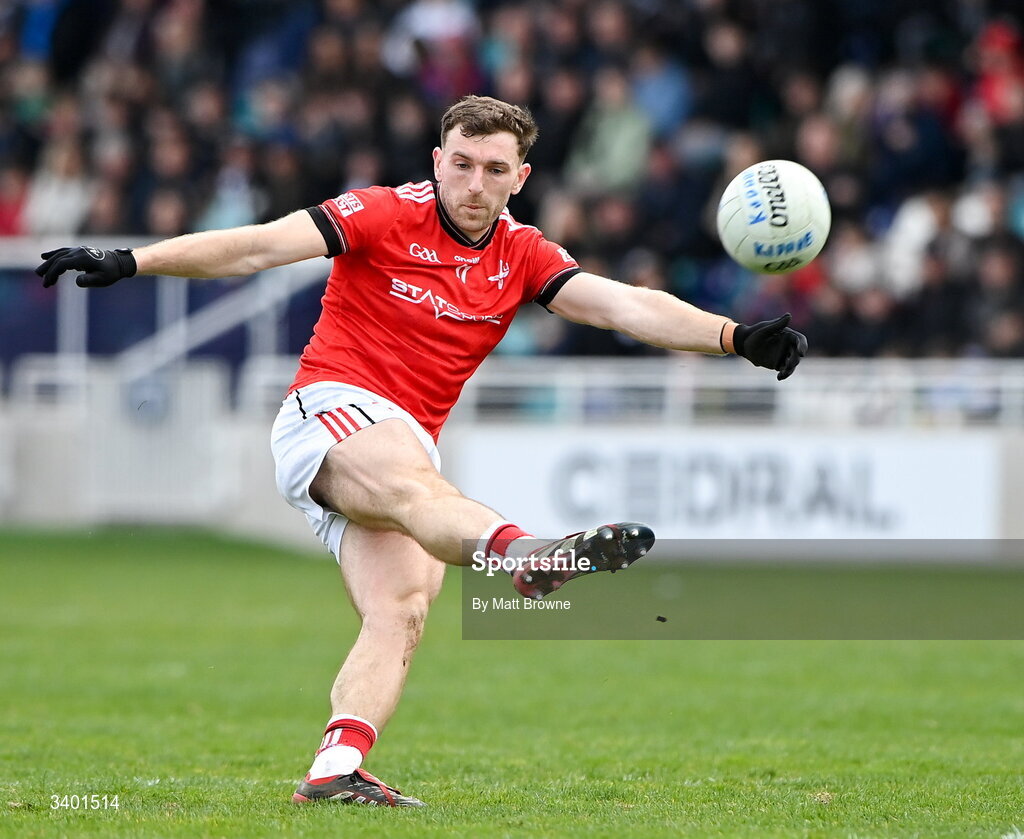 22 March 2026; Sam Milroy of Louth during the Allianz Football League Division 2 match between Kildare and Louth at Cedral St Conleth's Park in Newbridge, Kildare. Photo by Matt Browne/Sportsfile