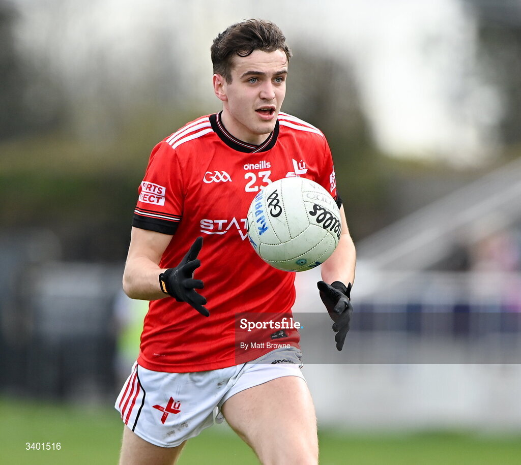 22 March 2026; Tadgh McDonnell of Louth during the Allianz Football League Division 2 match between Kildare and Louth at Cedral St Conleth's Park in Newbridge, Kildare. Photo by Matt Browne/Sportsfile