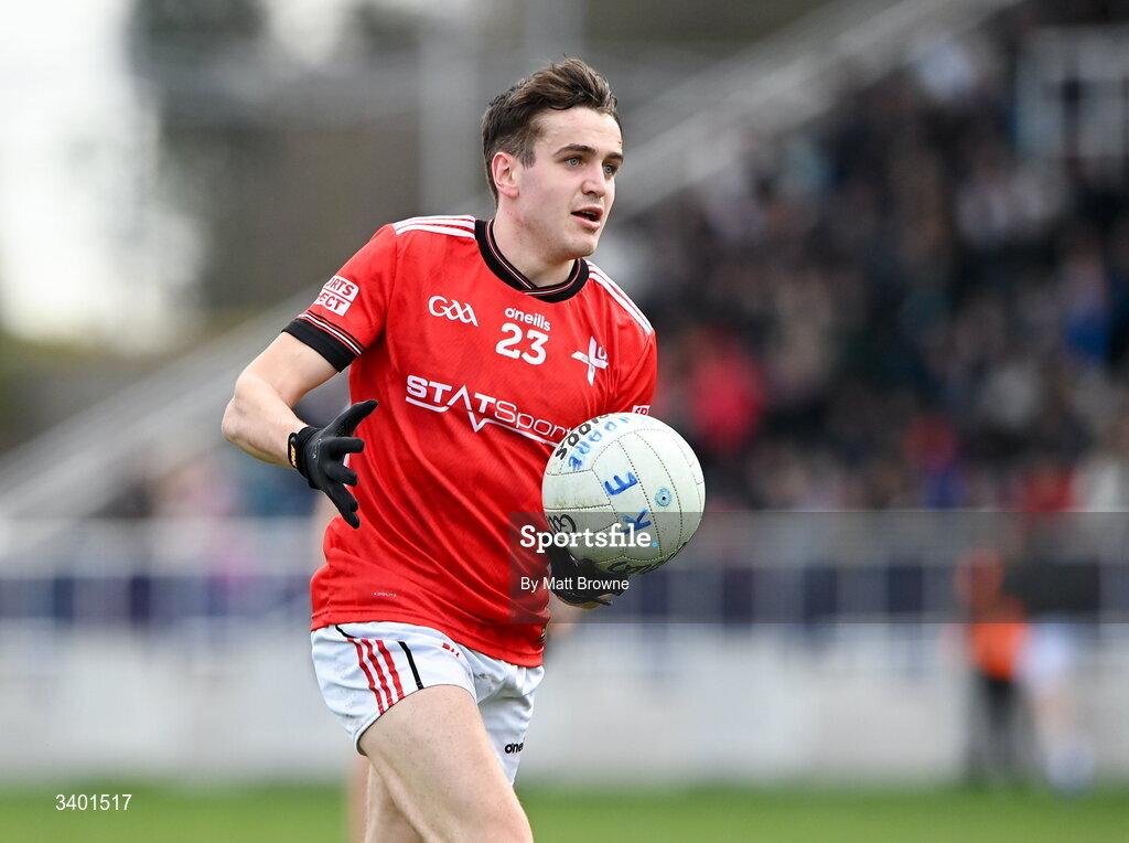 22 March 2026; Tadgh McDonnell of Louth during the Allianz Football League Division 2 match between Kildare and Louth at Cedral St Conleth's Park in Newbridge, Kildare. Photo by Matt Browne/Sportsfile