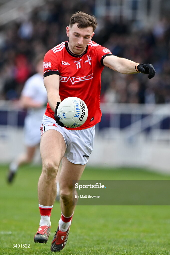 22 March 2026; Sam Milroy of Louth during the Allianz Football League Division 2 match between Kildare and Louth at Cedral St Conleth's Park in Newbridge, Kildare. Photo by Matt Browne/Sportsfile