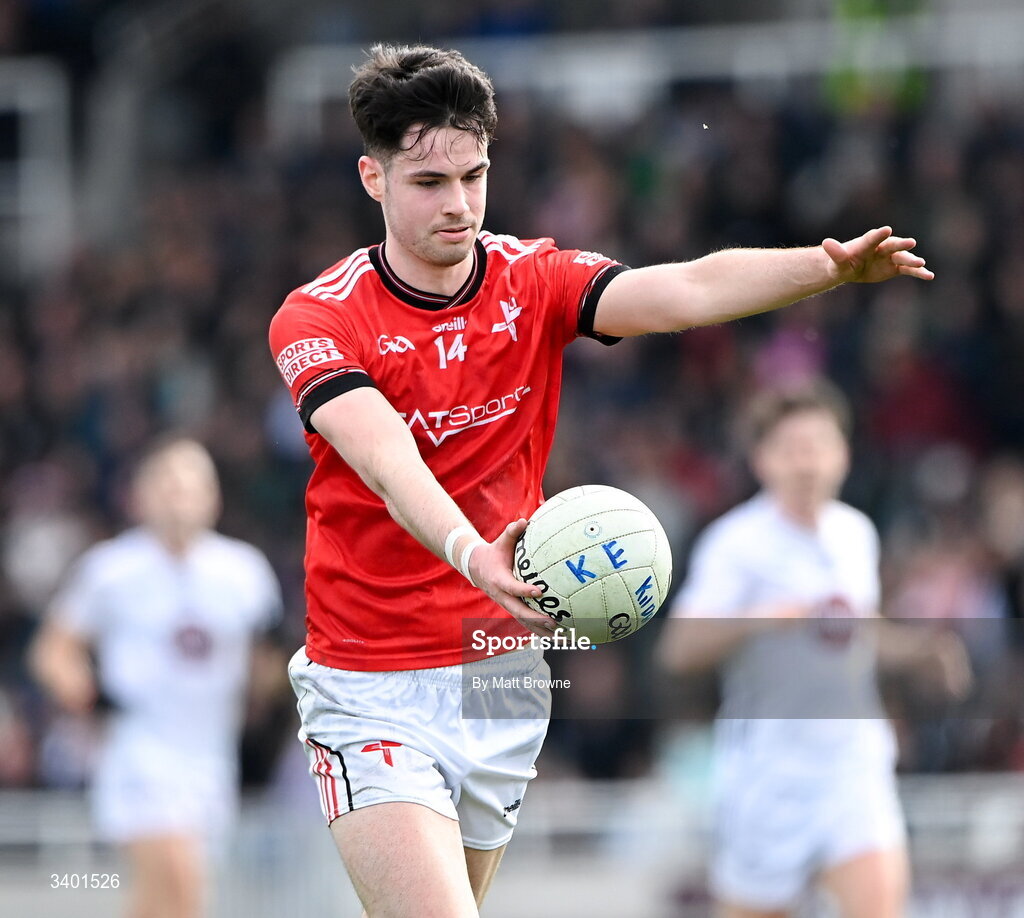 22 March 2026; Conall McCaul of Louth  during the Allianz Football League Division 2 match between Kildare and Louth at Cedral St Conleth's Park in Newbridge, Kildare. Photo by Matt Browne/Sportsfile