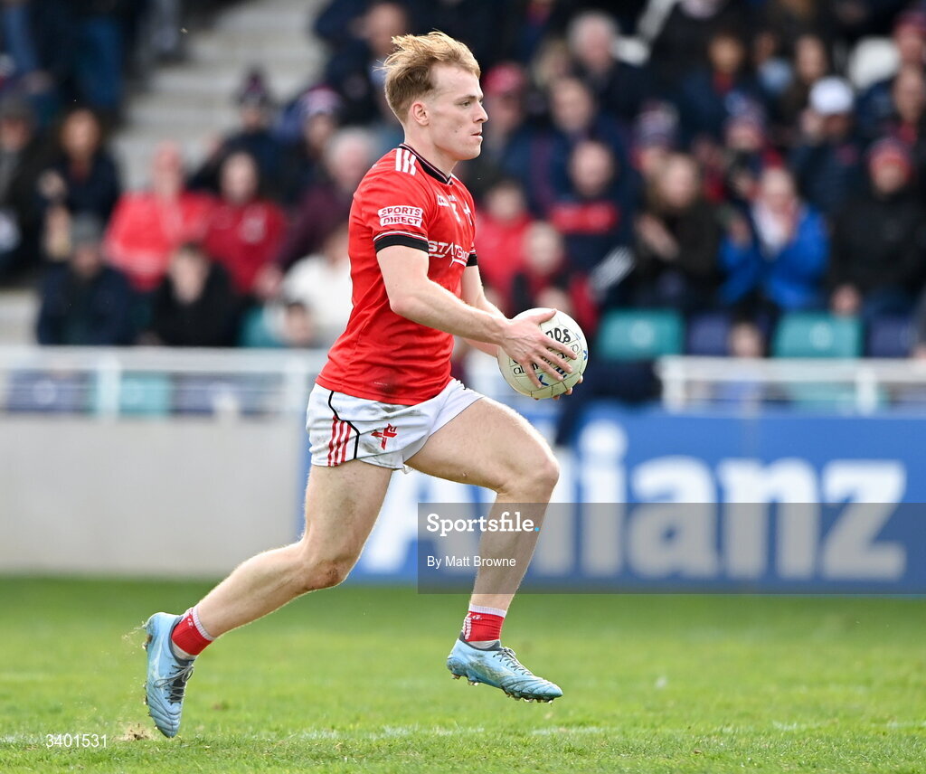 22 March 2026; Ciaran Keenan 0f Louth during the Allianz Football League Division 2 match between Kildare and Louth at Cedral St Conleth's Park in Newbridge, Kildare. Photo by Matt Browne/Sportsfile