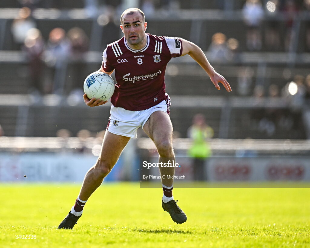 22 March 2026; John Maher of Galway during the Allianz Football League Division 1 match between Galway and Dublin at Pearse Stadium in Galway. Photo by Piaras Ó Mídheach/Sportsfile