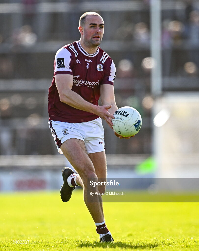 22 March 2026; John Maher of Galway during the Allianz Football League Division 1 match between Galway and Dublin at Pearse Stadium in Galway. Photo by Piaras Ó Mídheach/Sportsfile