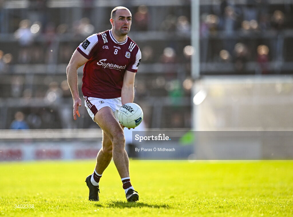 22 March 2026; John Maher of Galway during the Allianz Football League Division 1 match between Galway and Dublin at Pearse Stadium in Galway. Photo by Piaras Ó Mídheach/Sportsfile
