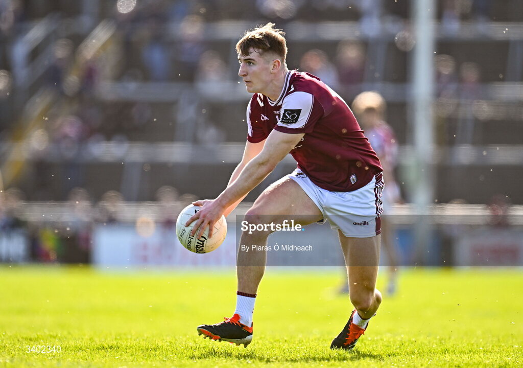 22 March 2026; Oisín Mac Donnacha of Galway during the Allianz Football League Division 1 match between Galway and Dublin at Pearse Stadium in Galway. Photo by Piaras Ó Mídheach/Sportsfile