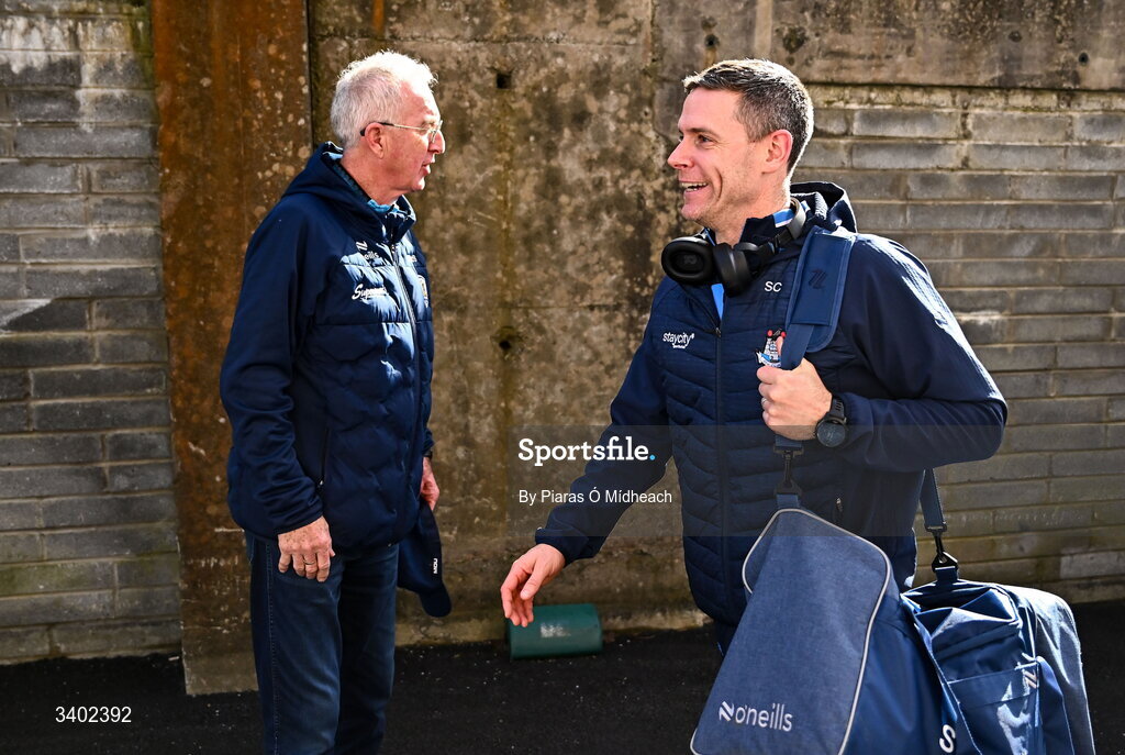 22 March 2026; Dublin coach Stephen Cluxton arrives before the Allianz Football League Division 1 match between Galway and Dublin at Pearse Stadium in Galway. Photo by Piaras Ó Mídheach/Sportsfile