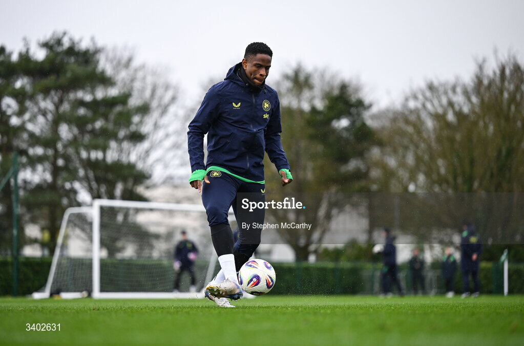 24 March 2026; Chiedozie Ogbene during a Republic of Ireland men's training session at the FAI National Training Centre in Abbotstown, Dublin. Photo by Stephen McCarthy/Sportsfile