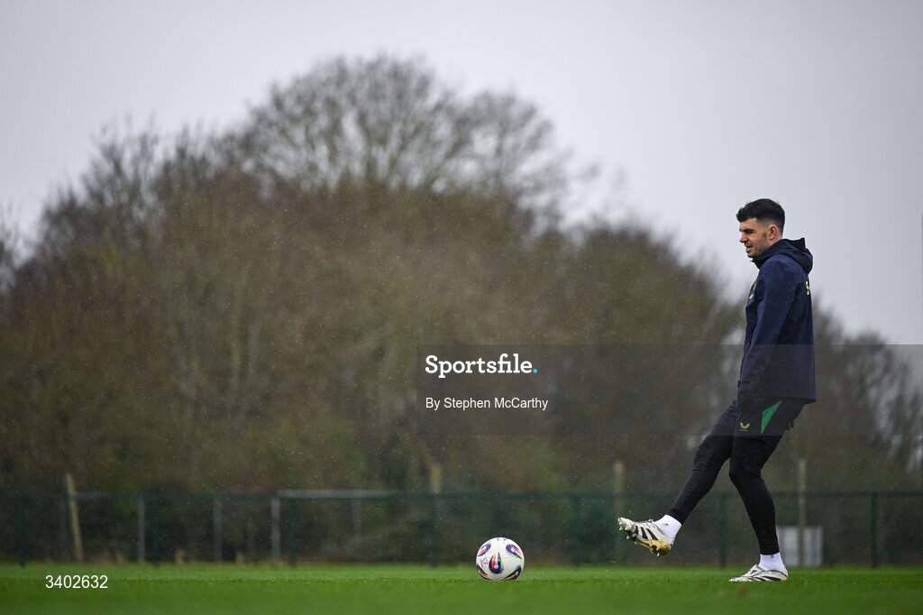 24 March 2026; John Egan during a Republic of Ireland men's training session at the FAI National Training Centre in Abbotstown, Dublin. Photo by Stephen McCarthy/Sportsfile