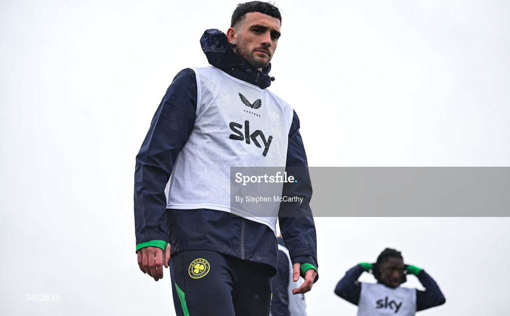 24 March 2026; Troy Parrott during a Republic of Ireland men's training session at the FAI National Training Centre in Abbotstown, Dublin. Photo by Stephen McCarthy/Sportsfile