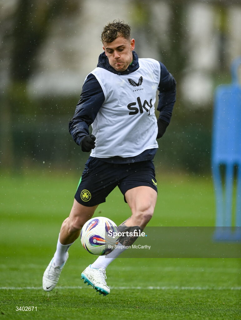 24 March 2026; Sammie Szmodics during a Republic of Ireland men's training session at the FAI National Training Centre in Abbotstown, Dublin. Photo by Stephen McCarthy/Sportsfile