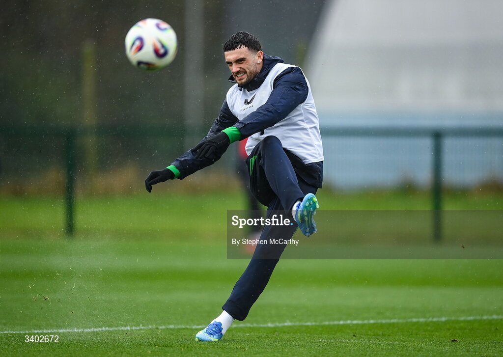 24 March 2026; Troy Parrott during a Republic of Ireland men's training session at the FAI National Training Centre in Abbotstown, Dublin. Photo by Stephen McCarthy/Sportsfile