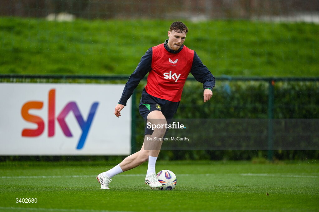 24 March 2026; Jake O'Brien during a Republic of Ireland men's training session at the FAI National Training Centre in Abbotstown, Dublin. Photo by Stephen McCarthy/Sportsfile