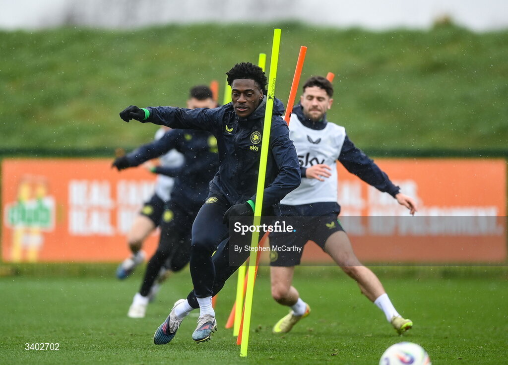 24 March 2026; James Abankwah during a Republic of Ireland men's training session at the FAI National Training Centre in Abbotstown, Dublin. Photo by Stephen McCarthy/Sportsfile