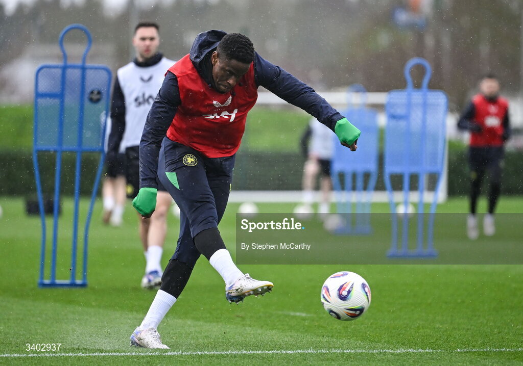 24 March 2026; Chiedozie Ogbene during a Republic of Ireland men's training session at the FAI National Training Centre in Abbotstown, Dublin. Photo by Stephen McCarthy/Sportsfile