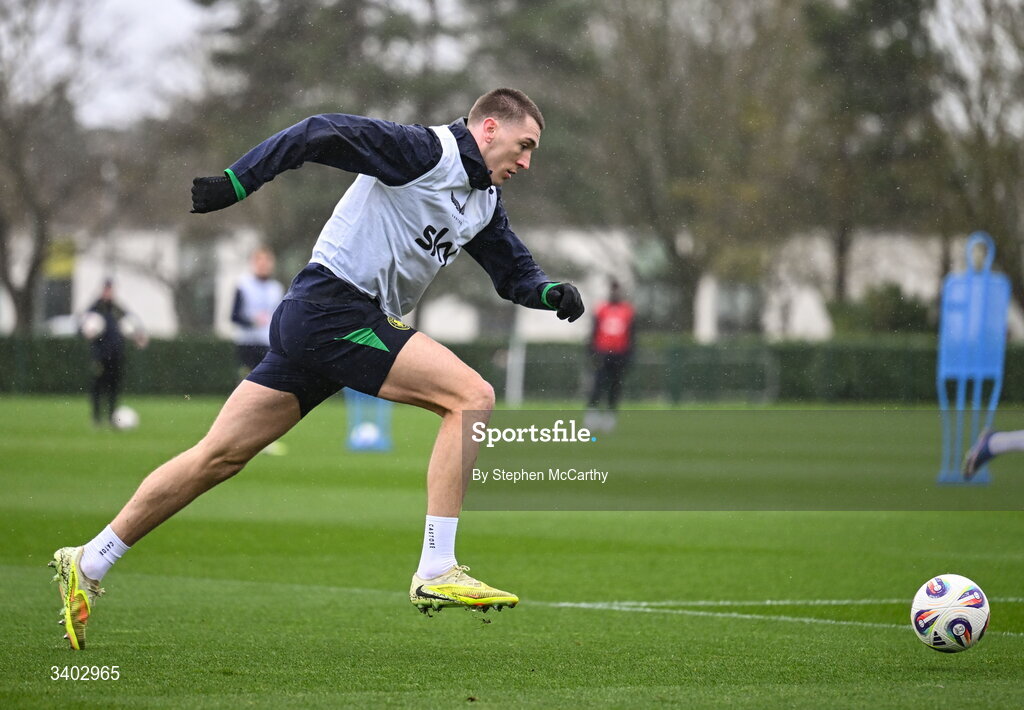 24 March 2026; Jimmy Dunne during a Republic of Ireland men's training session at the FAI National Training Centre in Abbotstown, Dublin. Photo by Stephen McCarthy/Sportsfile