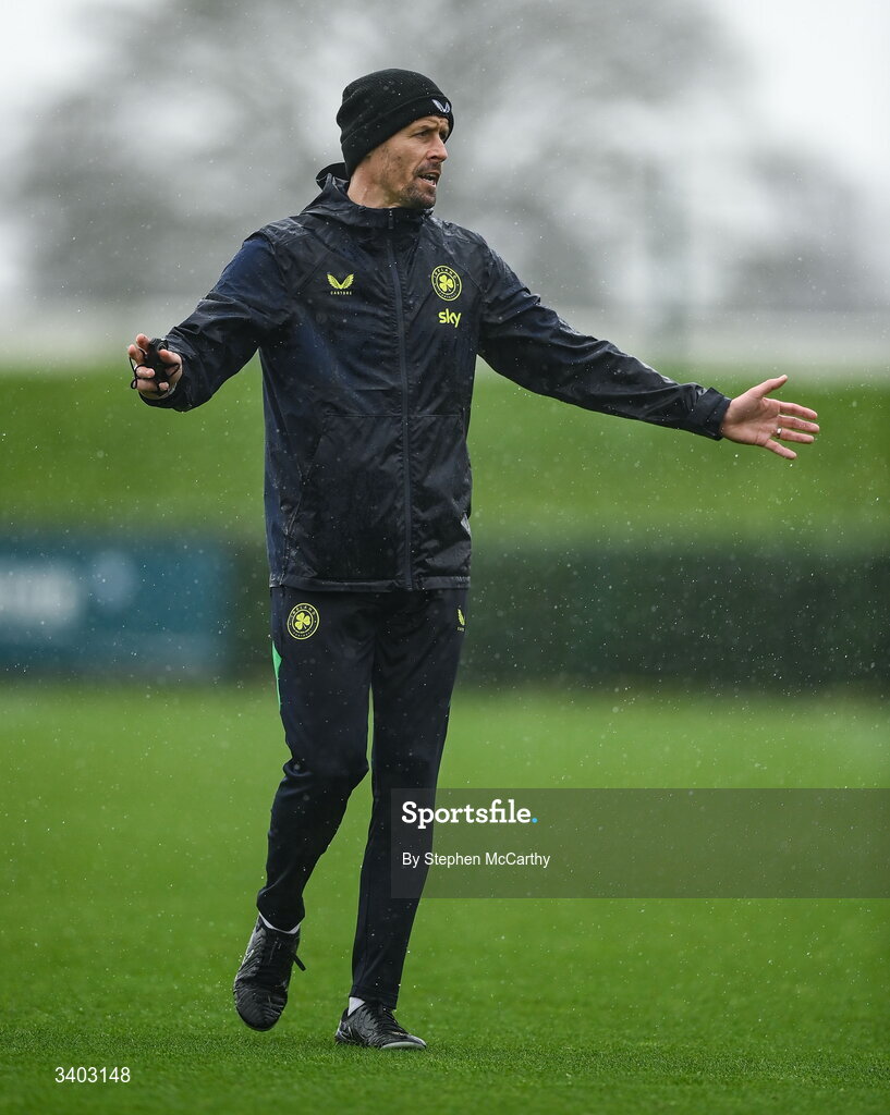 24 March 2026; Assistant coach Paddy McCarthy during a Republic of Ireland men's training session at the FAI National Training Centre in Abbotstown, Dublin. Photo by Stephen McCarthy/Sportsfile
