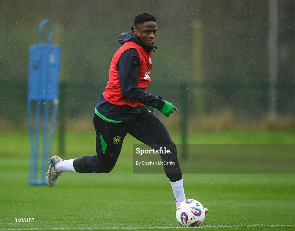 24 March 2026; Chiedozie Ogbene during a Republic of Ireland men's training session at the FAI National Training Centre in Abbotstown, Dublin. Photo by Stephen McCarthy/Sportsfile