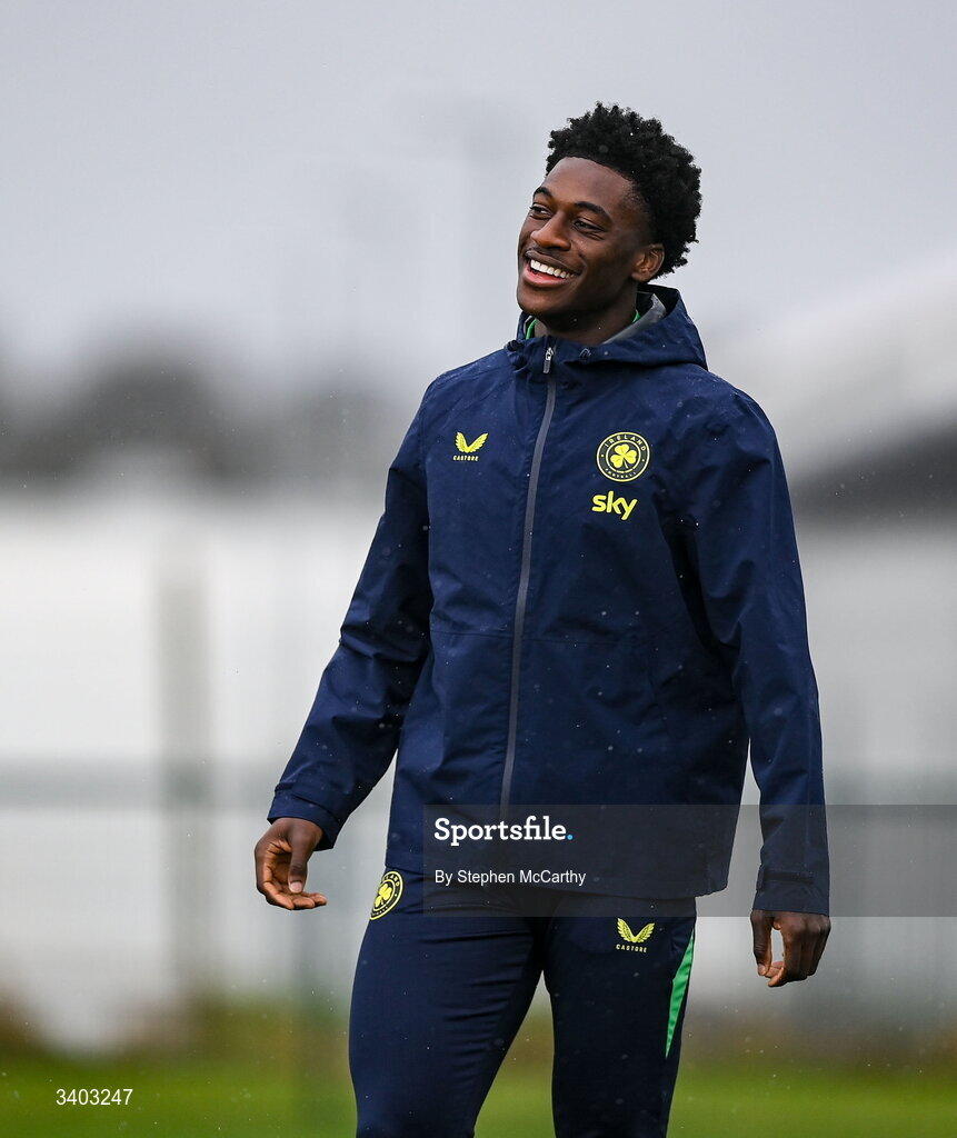 24 March 2026; James Abankwah during a Republic of Ireland men's training session at the FAI National Training Centre in Abbotstown, Dublin. Photo by Stephen McCarthy/Sportsfile