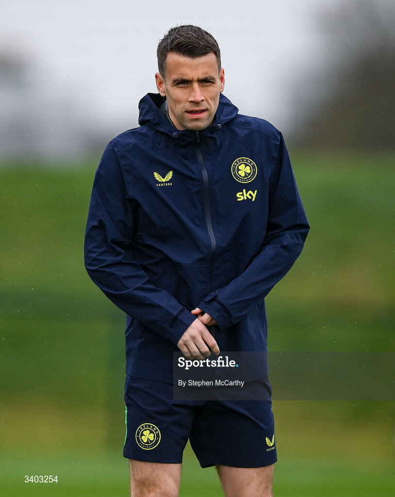 24 March 2026; Seamus Coleman during a Republic of Ireland men's training session at the FAI National Training Centre in Abbotstown, Dublin. Photo by Stephen McCarthy/Sportsfile