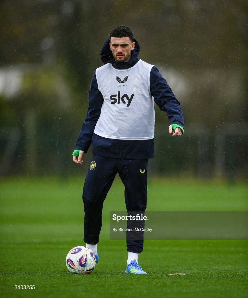 24 March 2026; Troy Parrott during a Republic of Ireland men's training session at the FAI National Training Centre in Abbotstown, Dublin. Photo by Stephen McCarthy/Sportsfile