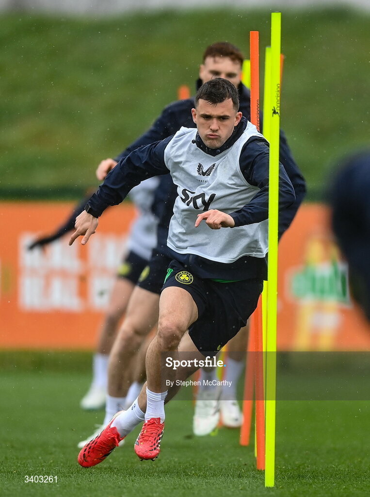 24 March 2026; Jason Knight during a Republic of Ireland men's training session at the FAI National Training Centre in Abbotstown, Dublin. Photo by Stephen McCarthy/Sportsfile