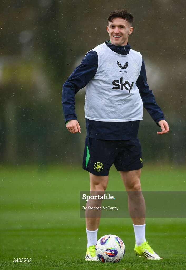 24 March 2026; Johnny Kenny during a Republic of Ireland men's training session at the FAI National Training Centre in Abbotstown, Dublin. Photo by Stephen McCarthy/Sportsfile
