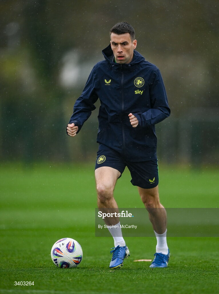 24 March 2026; Seamus Coleman during a Republic of Ireland men's training session at the FAI National Training Centre in Abbotstown, Dublin. Photo by Stephen McCarthy/Sportsfile