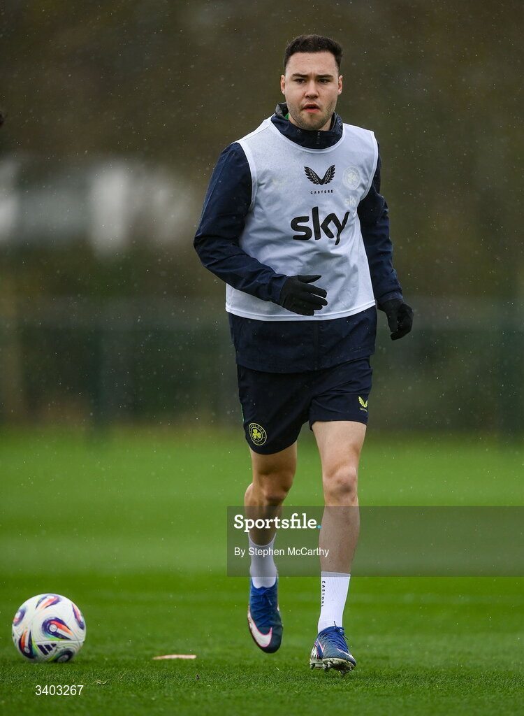 24 March 2026; Harvey Vale during a Republic of Ireland men's training session at the FAI National Training Centre in Abbotstown, Dublin. Photo by Stephen McCarthy/Sportsfile