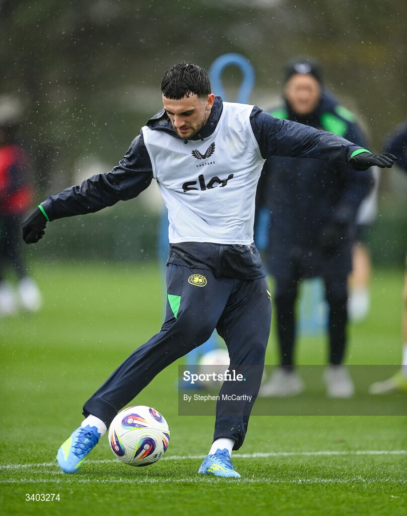 24 March 2026; Troy Parrott during a Republic of Ireland men's training session at the FAI National Training Centre in Abbotstown, Dublin. Photo by Stephen McCarthy/Sportsfile