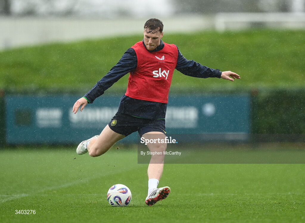 24 March 2026; Jake O'Brien during a Republic of Ireland men's training session at the FAI National Training Centre in Abbotstown, Dublin. Photo by Stephen McCarthy/Sportsfile